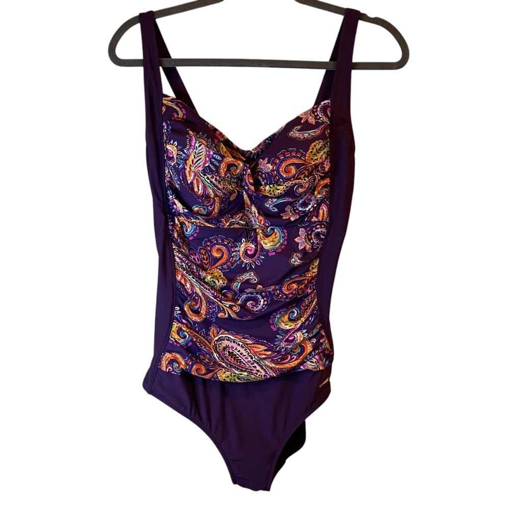 Lascana Purple Floral Paisley One Piece Swimsuit - NWOT - Size 10C